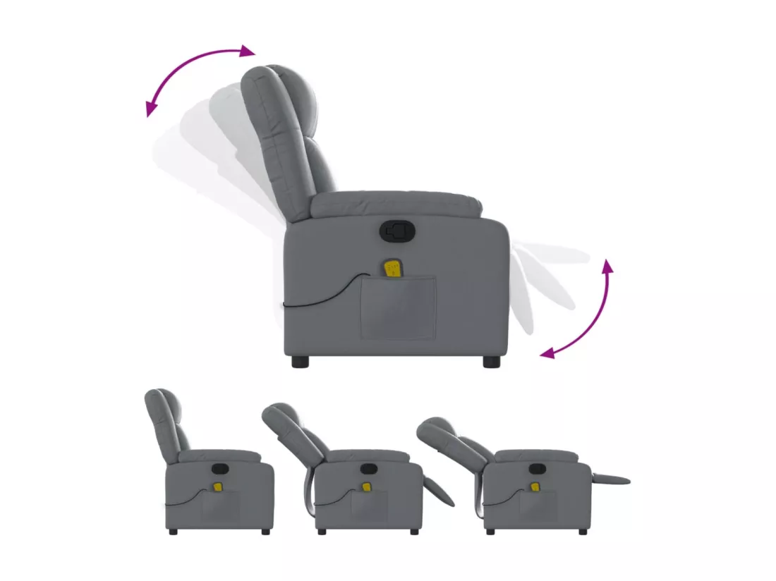 Fauteuil massant inclinable Gris Similicuir