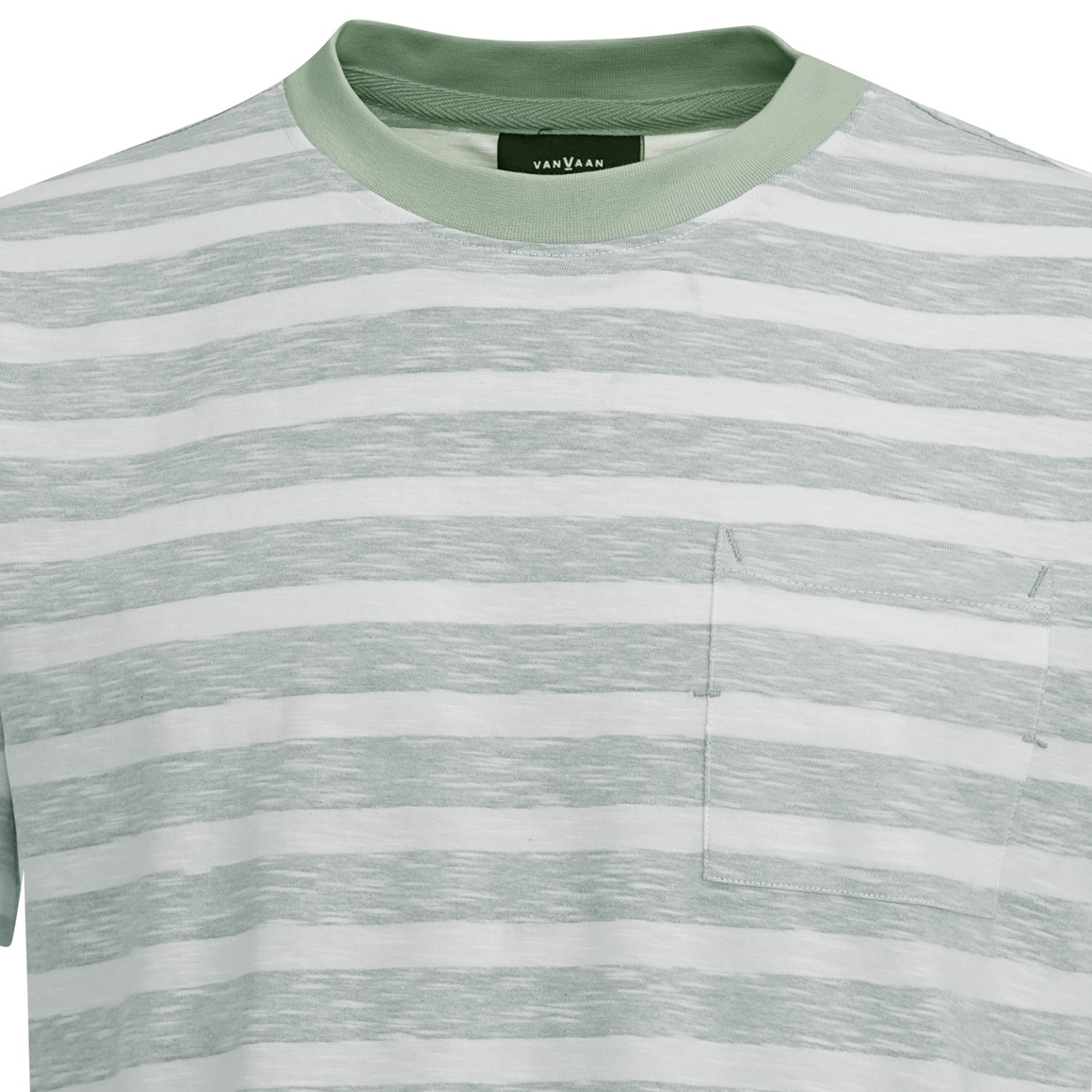 VanVaan Denim Herren T-Shirt mit Streifen grün / weiss