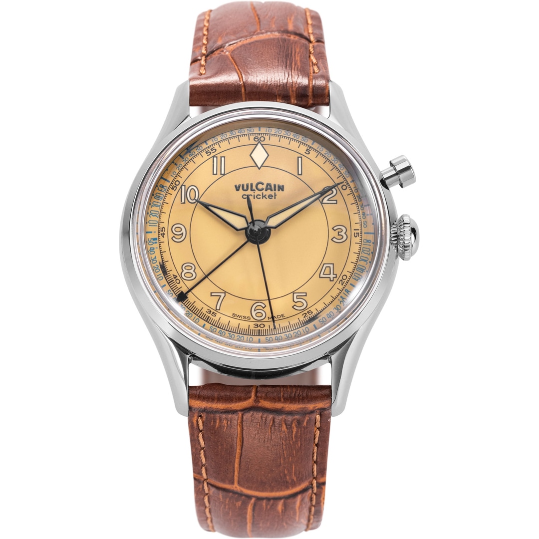 Vulcain Cricket Classique 36mm Brown Khaki Steel Caseback