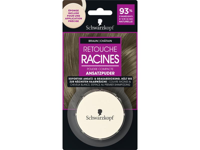 Schwarzkopf RETOUCHE RACINES Ansatzpuder Braun 1 Stück Puder zum Kaschieren des Haaransatzes – Level 0 - Temporary