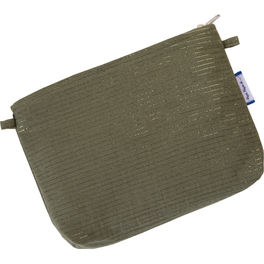 Mini Pochette Tissu Gaze Lurex Kaki