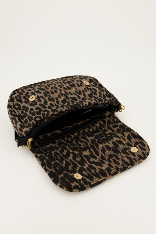 Panterprint schoudertas met twee straps