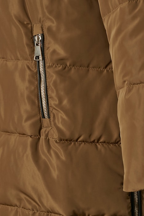 Steppjacke, Kapuze mit Webpelz, Zipper, Langarm