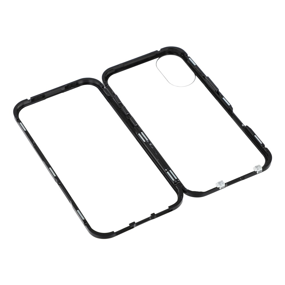 iPhone 17 Magnetische Alu Schutzhülle mit Panzer Glas Backcover   Displayschutz (Magnet-Technologie) - Schwarz