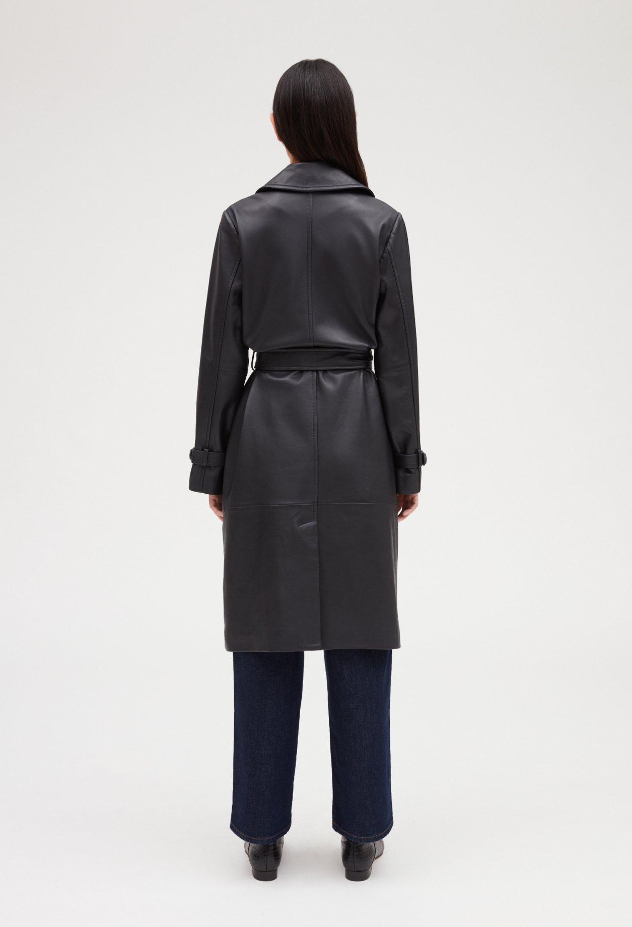 Trench marine cuir lisse