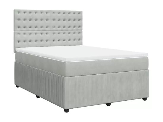 Sommier à lattes de lit et matelas Gris clair 140x190cm Velours
