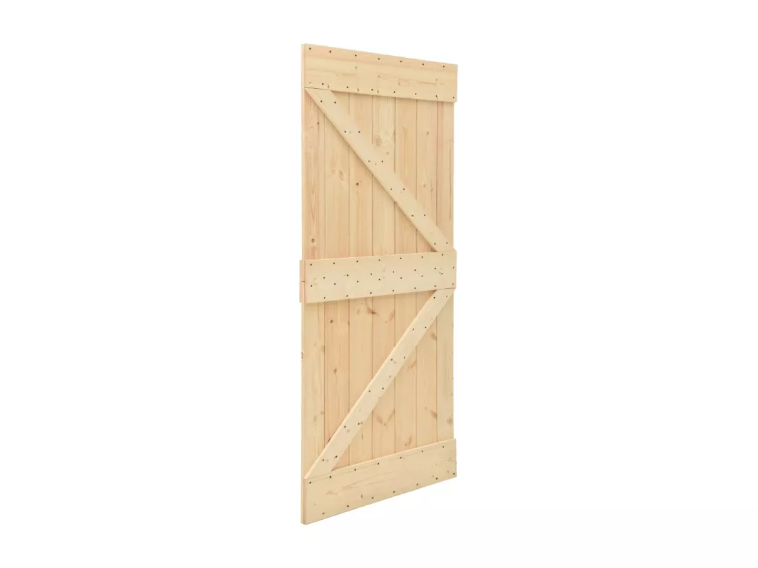 Porte coulissante avec kit de quincaillerie 90x210cm Pin massif