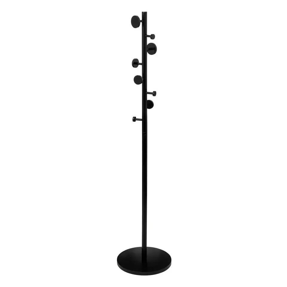 5Five Kapstok - zwart - dennenhout - 8 haken - H176 cm