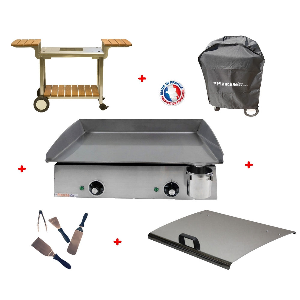 Pack plancha électrique PlanchaElec Lux 600 Inox - Chariot Elysée 600