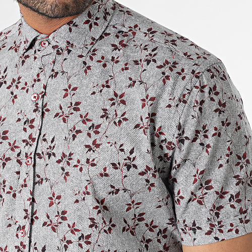 Chemise Manches Courtes Gris Chiné Floral
