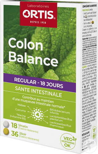 Ortis Colon Balance Regular Complément Alimentaire 36 + 18 Comprimés