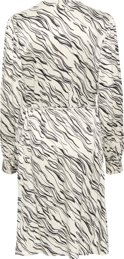 Soaked in Luxury SLVinka Wrap Dress STUDIO White and black wave print