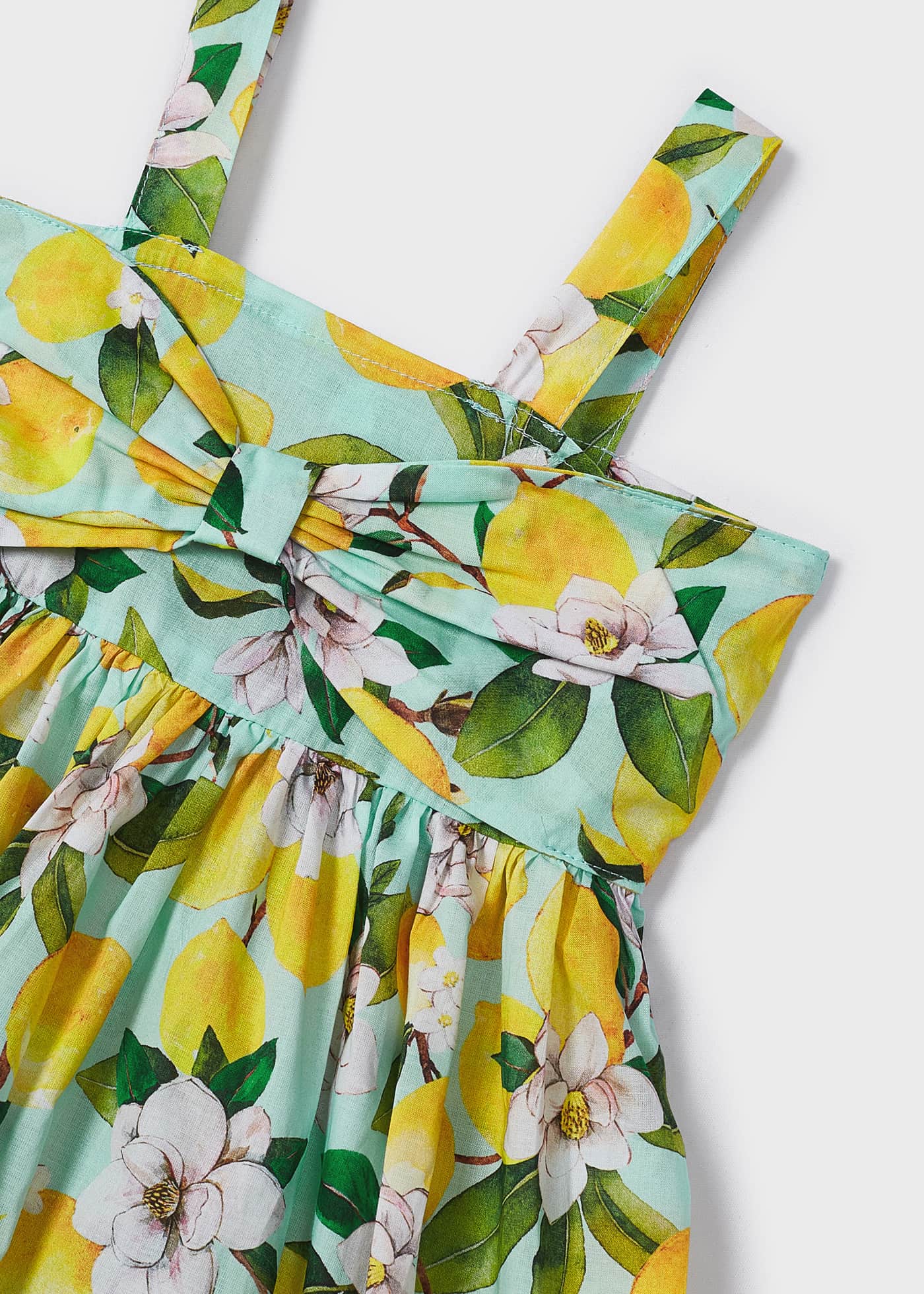 Vestido estampado com faixa de cabelo elástica de algodão para meninas