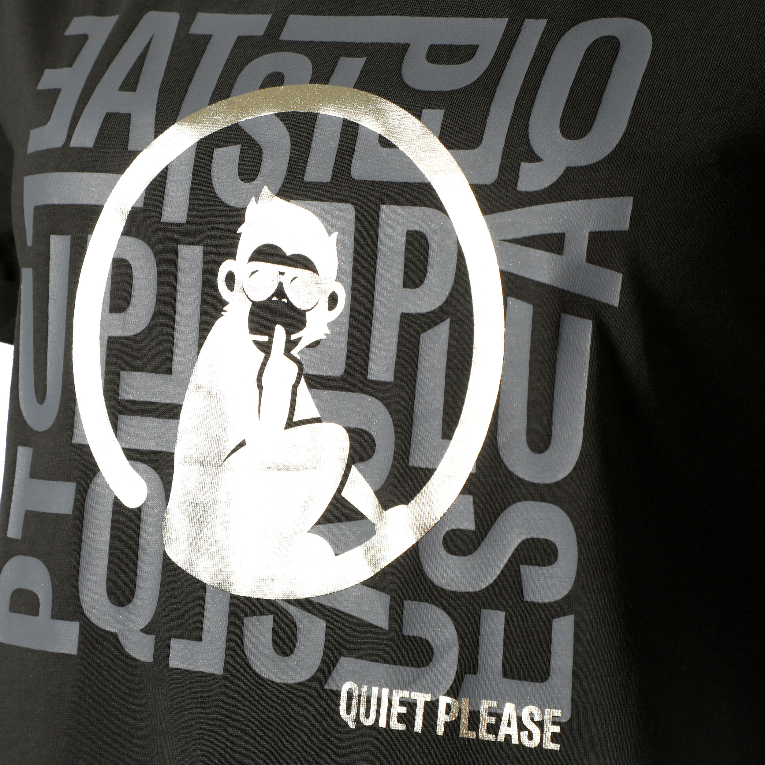 Quiet Please Glitter Word Salad T-shirt Femmes - Anthracite