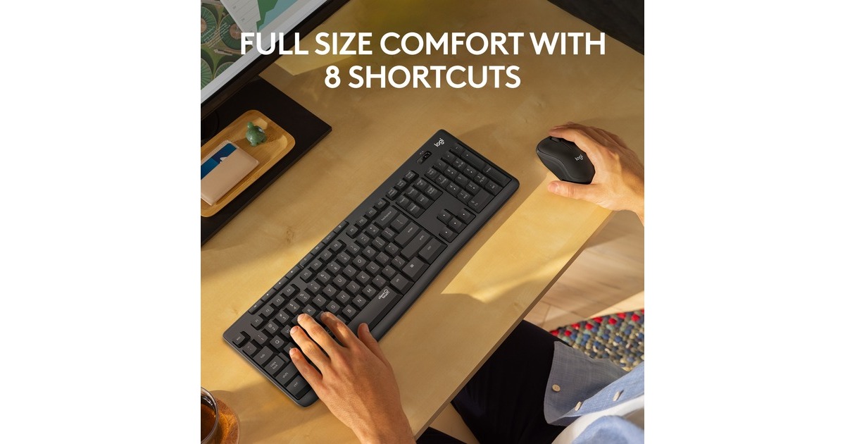 LogitechMK295 Silent Wireless Keyboard and Mouse Combo, desktopset  (Zwart, US-International)