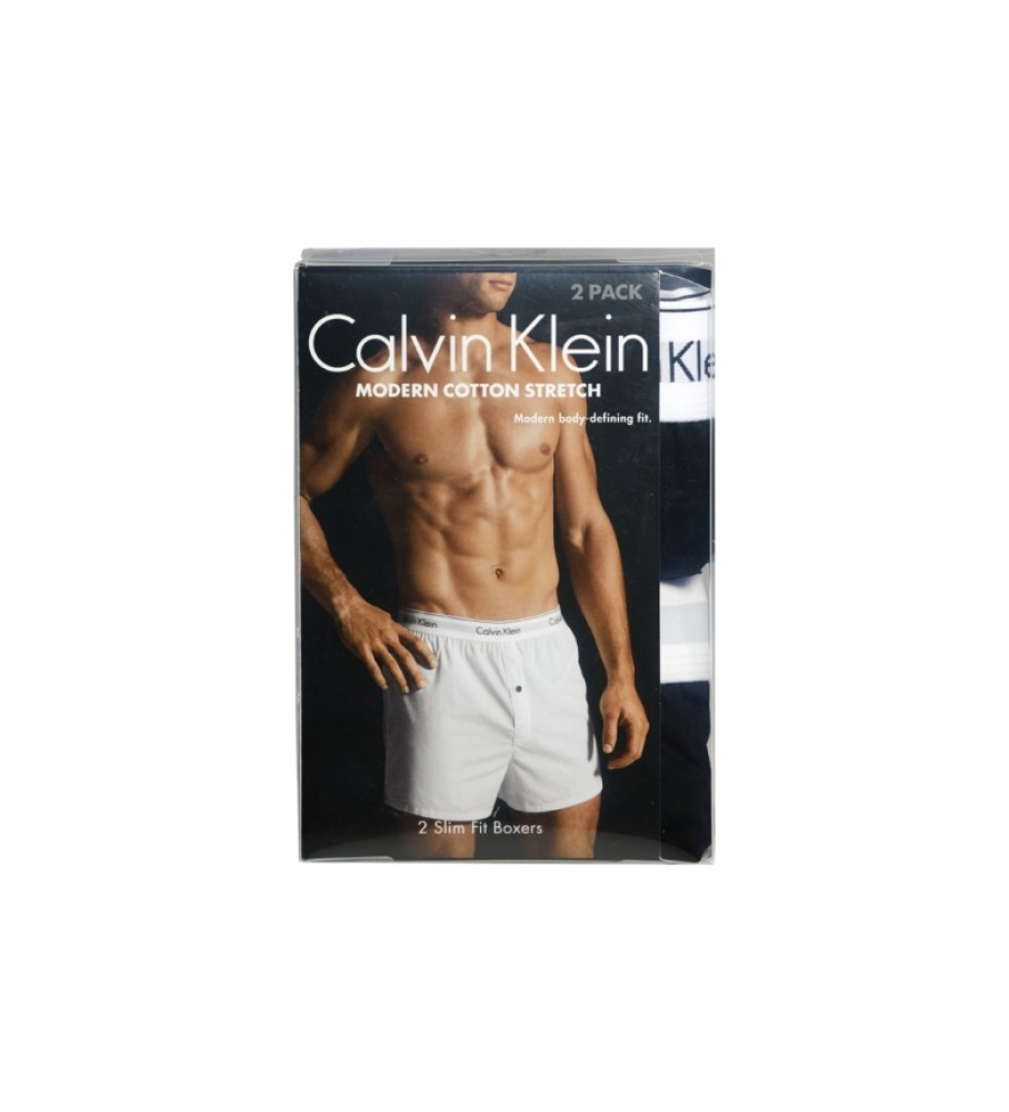 Conjunto de 2 cuecas boxer Calvin Klein Slim Fit, cinza e preta.