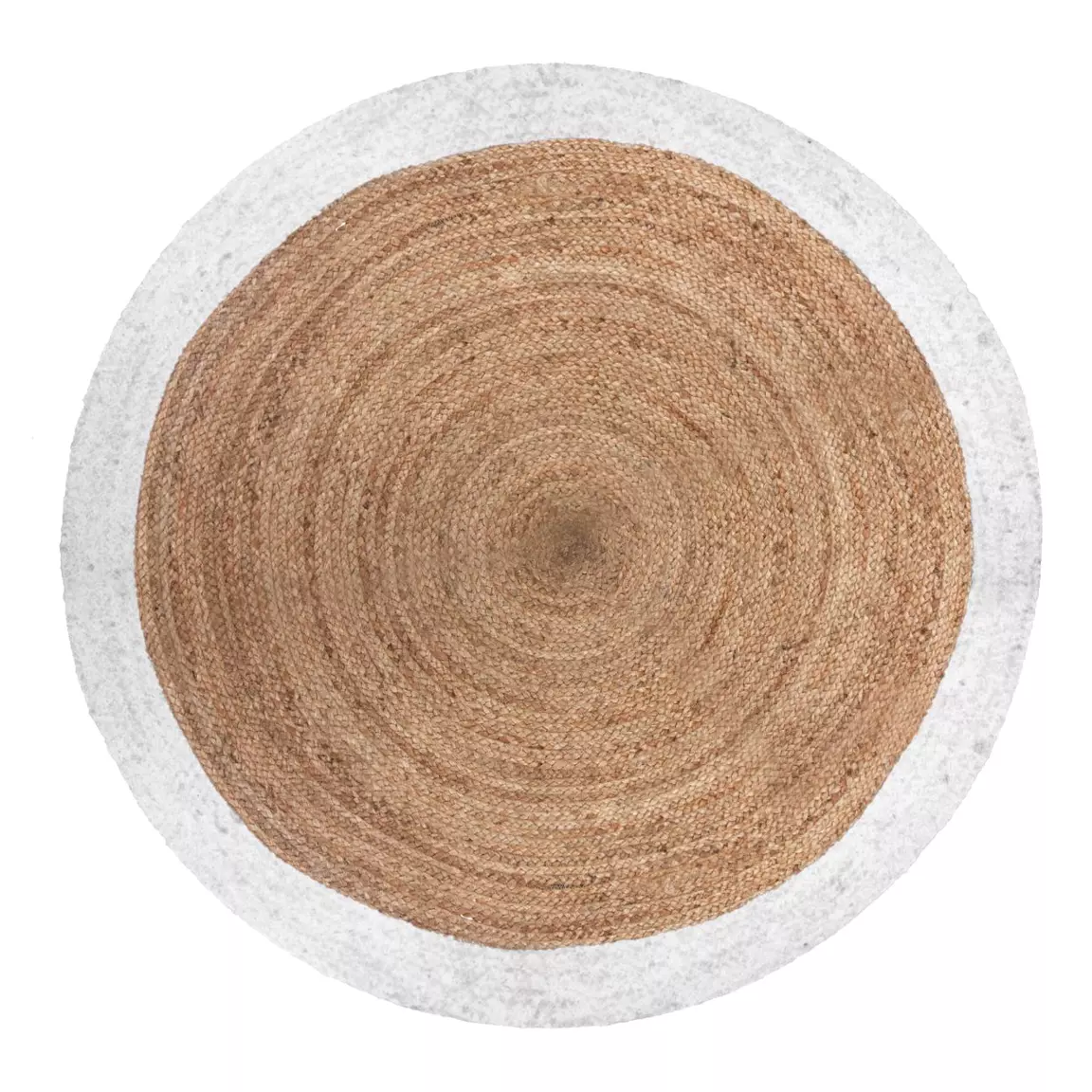 Tapis de salon jute rond (D120 cm) Bord Blanc