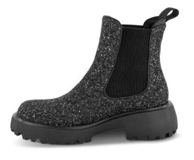 Woden Aya Glitter Chelsea Støvle Sort WS162