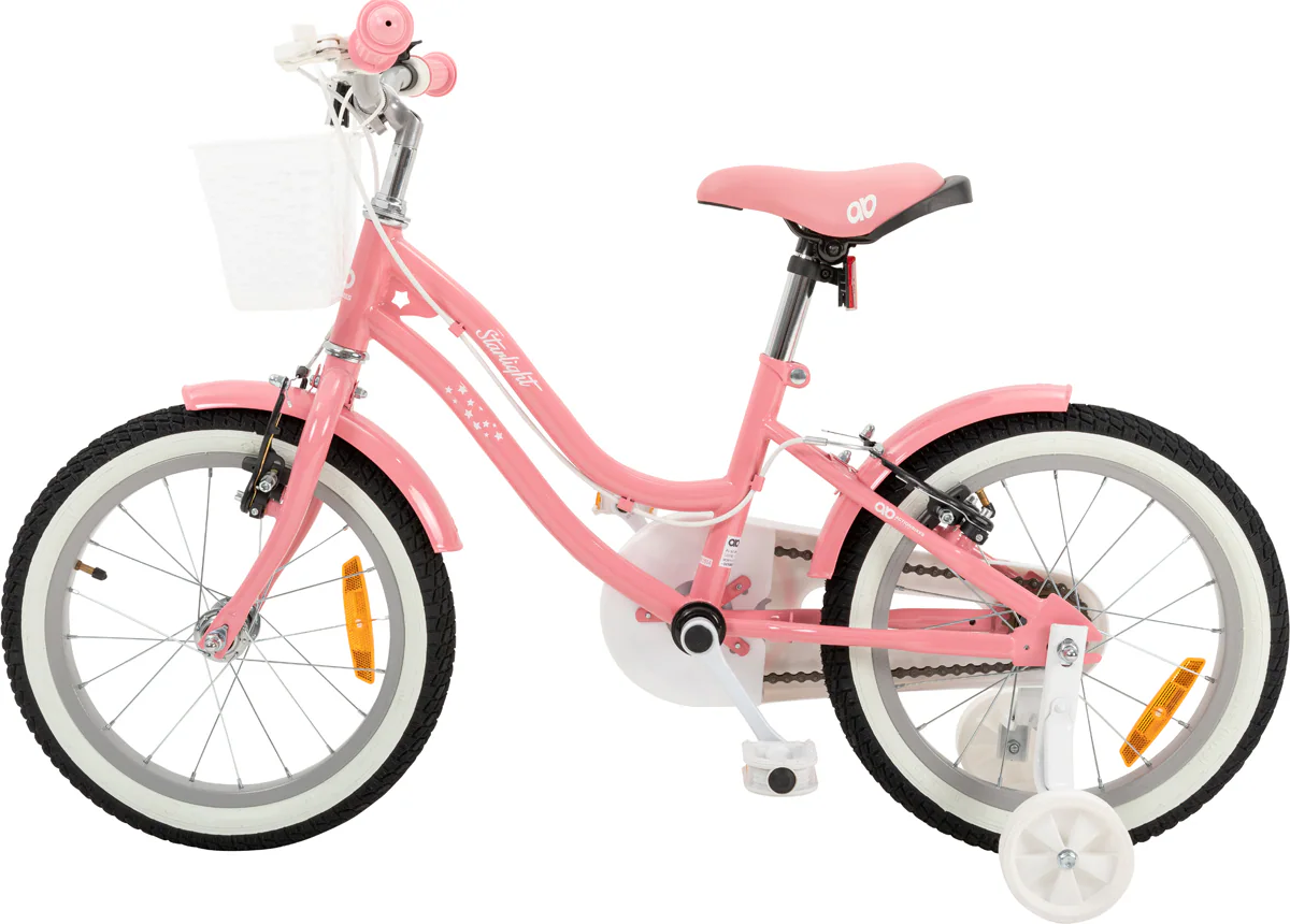 Actionbikes Kinderfahrrad Starlight 16 Zoll, Rosa, Stützräder, Fahrradkorb, Klingel, Kettenschutz (Classic)