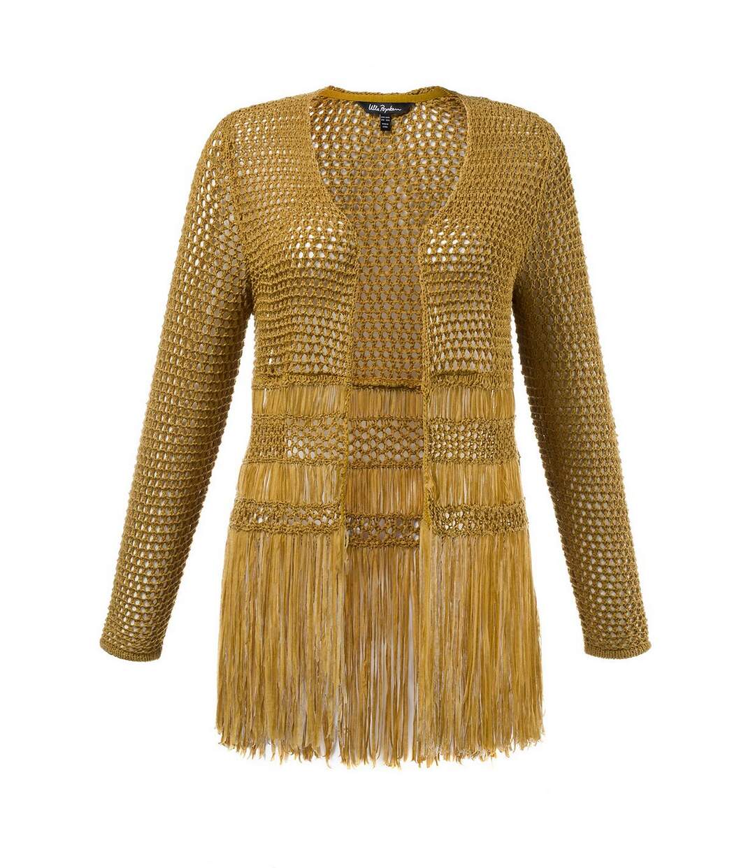 ULLA POPKEN cardigan ajouré kiwi, moderne, stylé, manches longues, décolleté en V