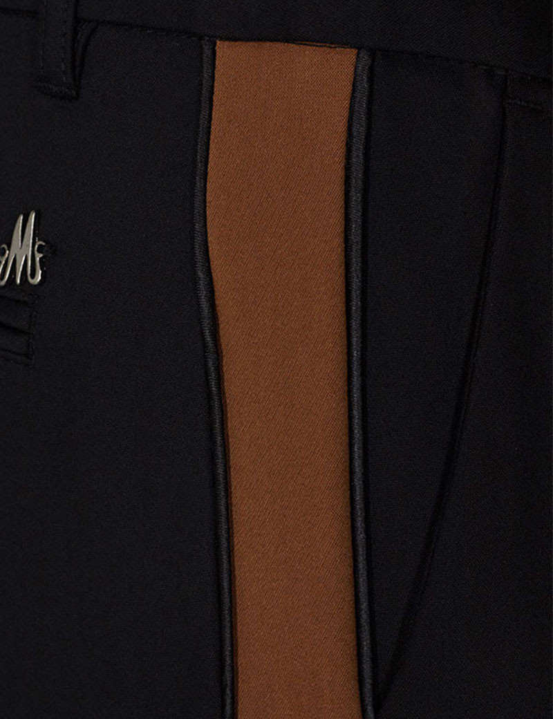 MOS MOSH PANTALON BLAKE CLUB NOIR À BANDES MARRON