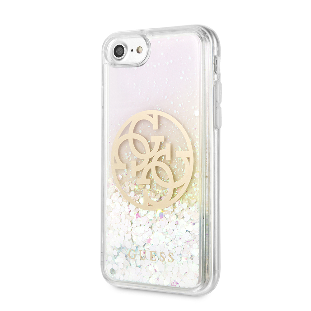 iPhone SE (2022/2020) / 8 / 7 / 6S Hardcase Hülle Liquid Glitter Circle Logo (GUHCI8LGIRGP) - Weiss / Transparent