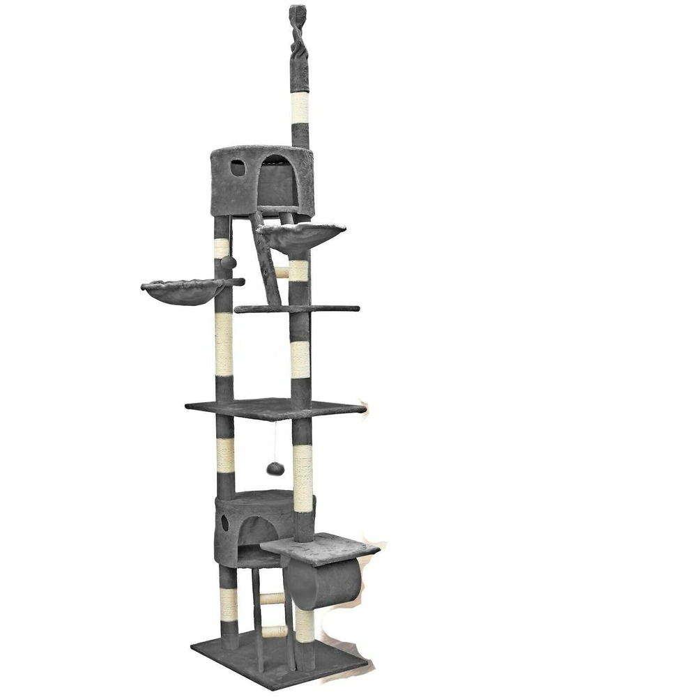 Arbre à chat plafond avec corde en sisal griffoir grattoir xxl escalade gris