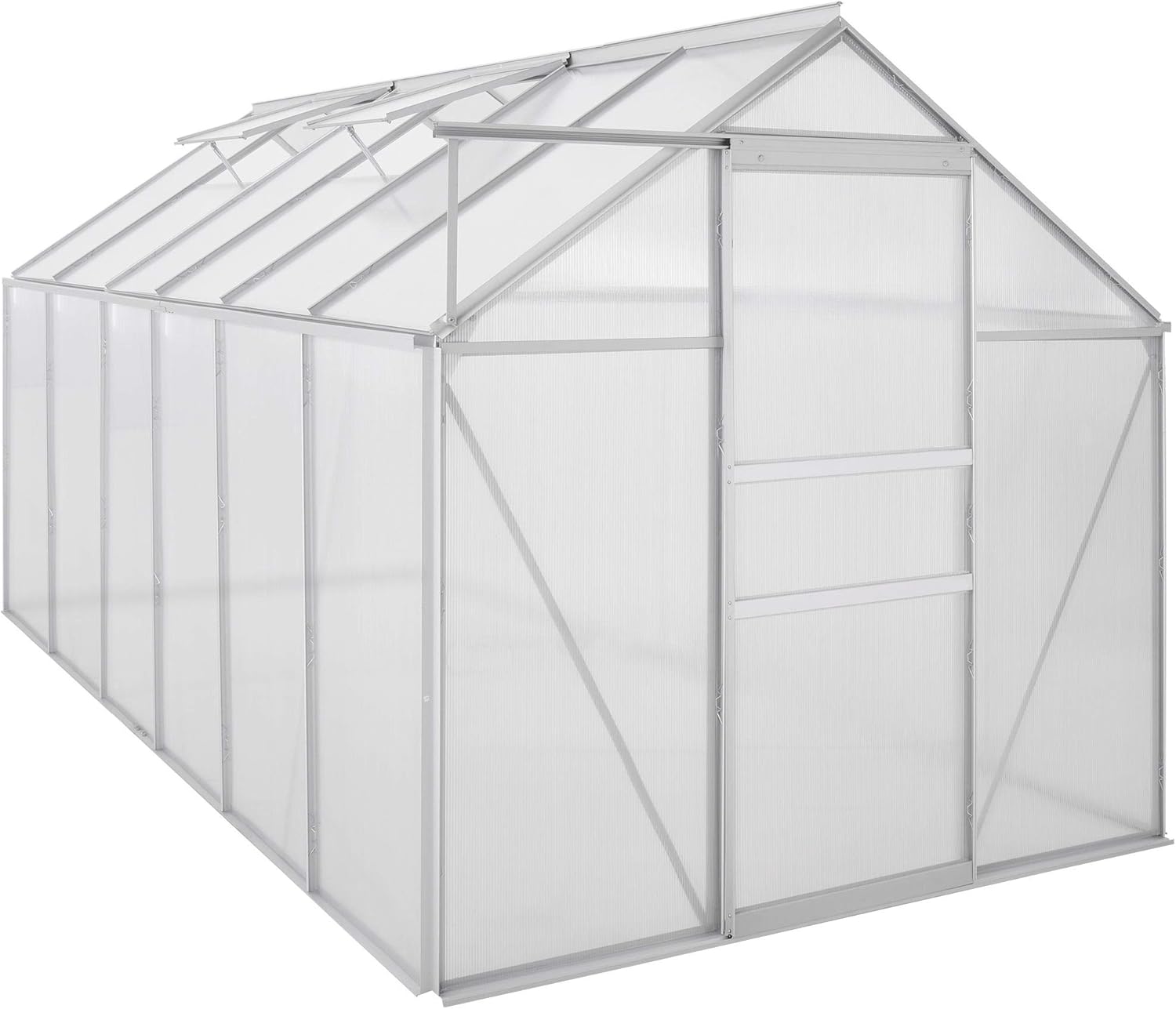 Zelsius Aluminium Gewächshaus 380 x 190 cm | 6 mm Hohlkammerplatten, UV-beständig, Winterfest | Treibhaus, Pflanzenhaus, Tomatenhaus, Frühbeet, Anbau Gewächshaus, Tomatengewächshaus, Gartenhaus