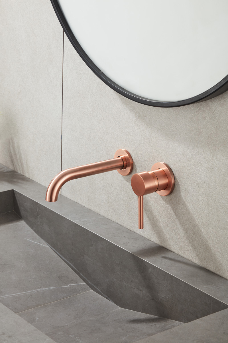 Saniclear Copper inbouw wastafelkraan compleet geborsteld koper