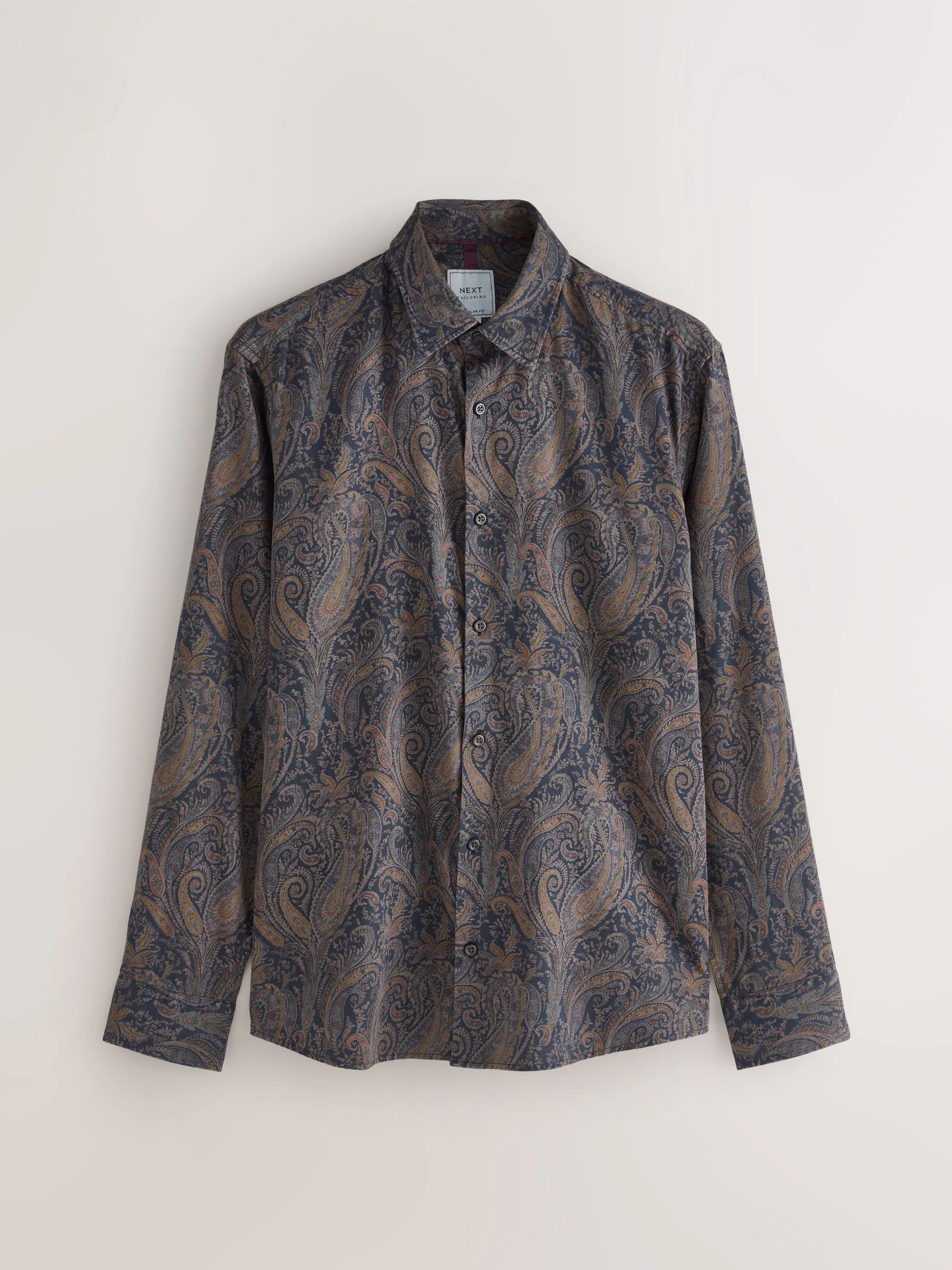 Paars met paisley - Overhemd met lange mouwen