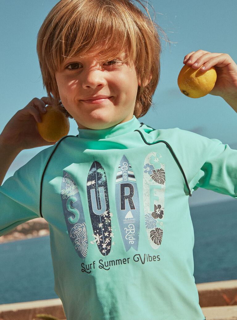T-shirt de bain menthe à motif fantaisie