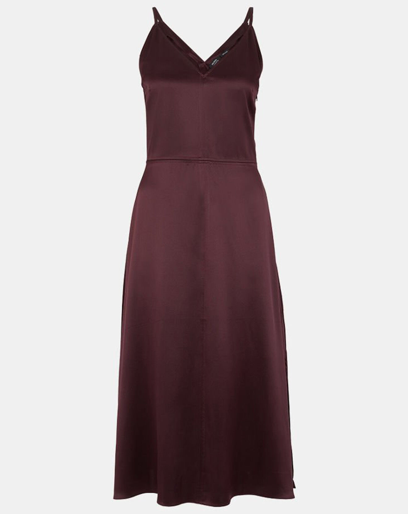 Galeries Lafayette Robe longue 100% Soie Delia lie de vin
