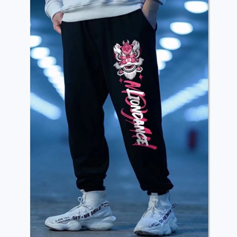 Cowpow - Joggingbroek met trekkoord en tekstprint en rechte pijpen