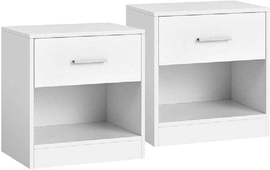 Nachttisch 39 x 27.6 x 41 cm, Weiss, 2er SetNachttisch mit Schublade