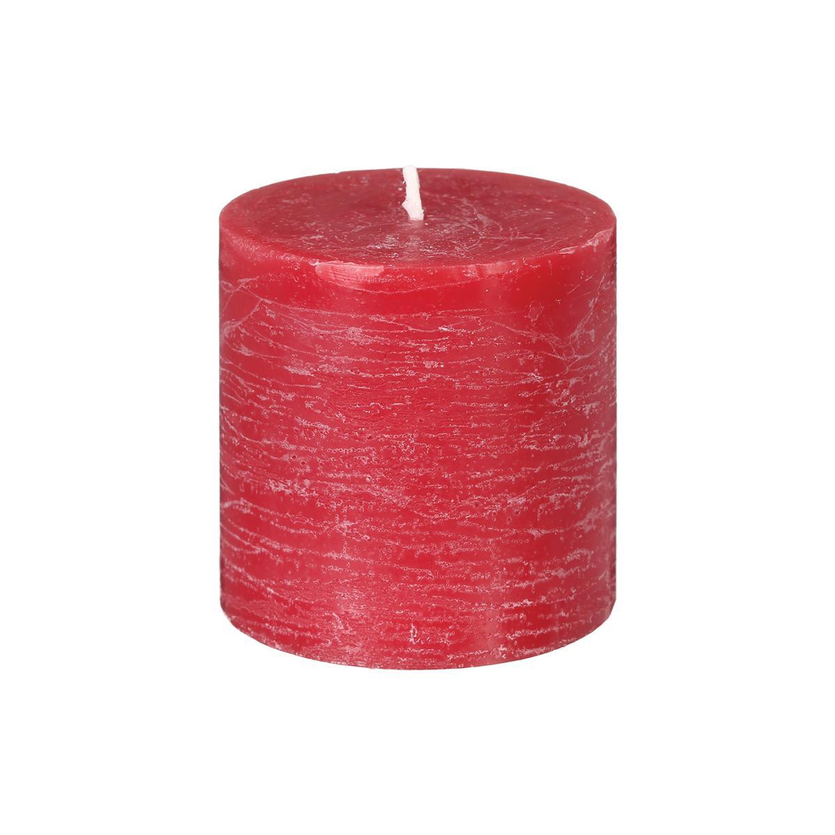 BOUGIE RONDE RUSTIC ROUGE 6.7X7CM