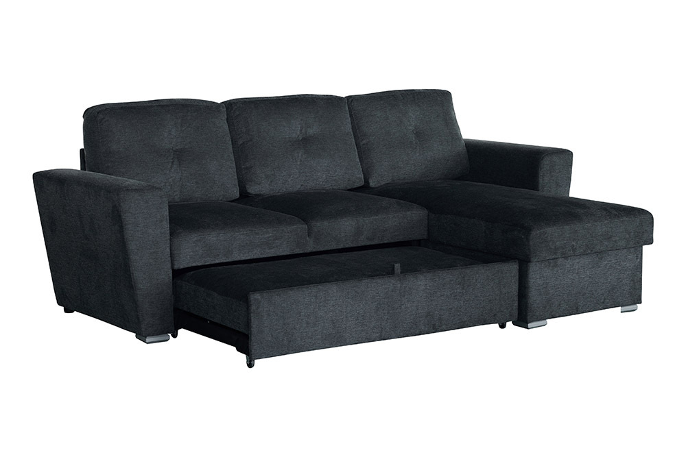 Schlafecksofa APARTMENT 245cm grau Strukturstoff inkl. Stauraum beidseitig aufbaubar
