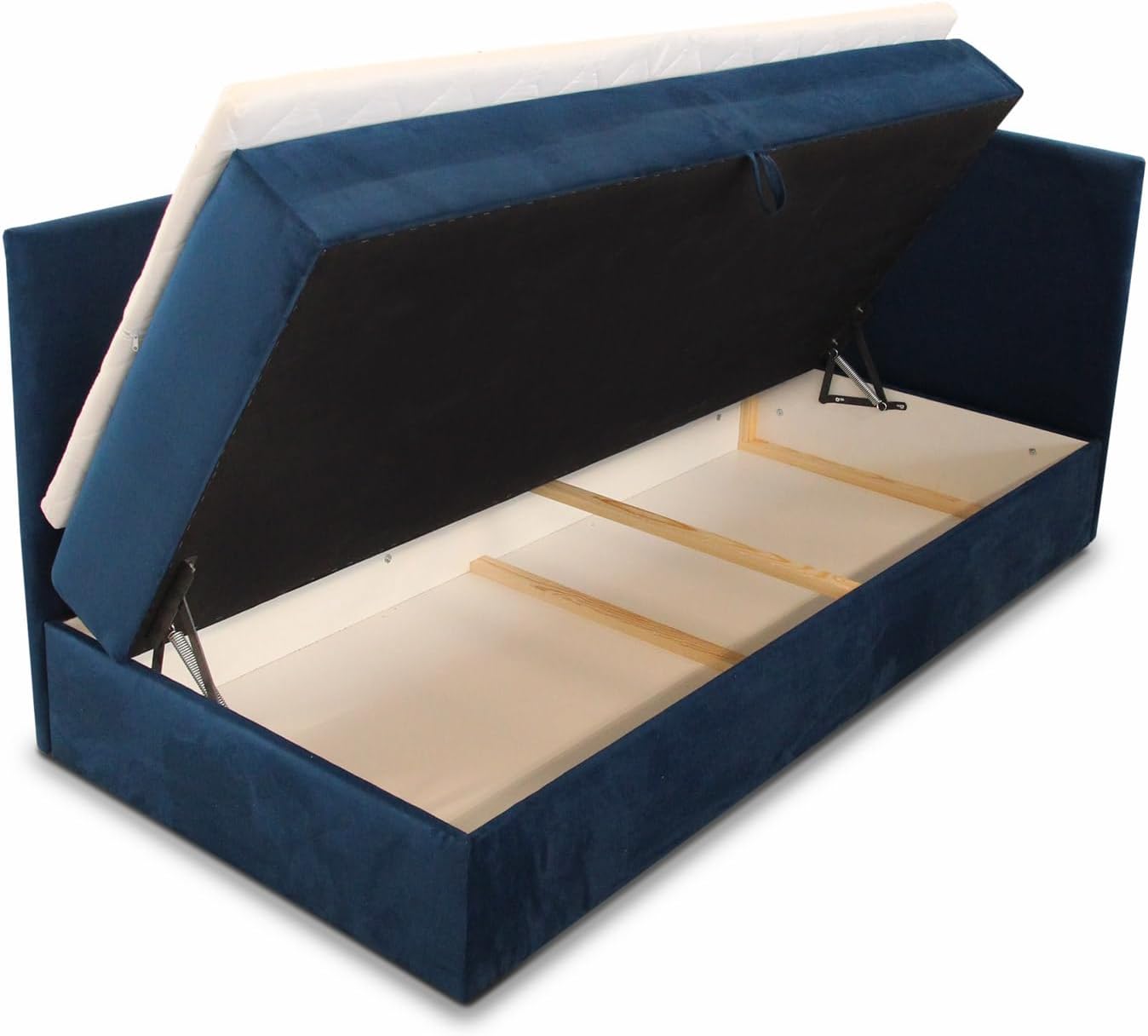 Sofnet Boxspringbett Flame mit Bettkasten - Einzelbett mit Bonell-Matratze und Topper, Polsterbett, Universelle Bettseite, Bett, Schlafzimmer, Kinderzimmer (Graphit (Kronos 22), 90 x 200 cm)