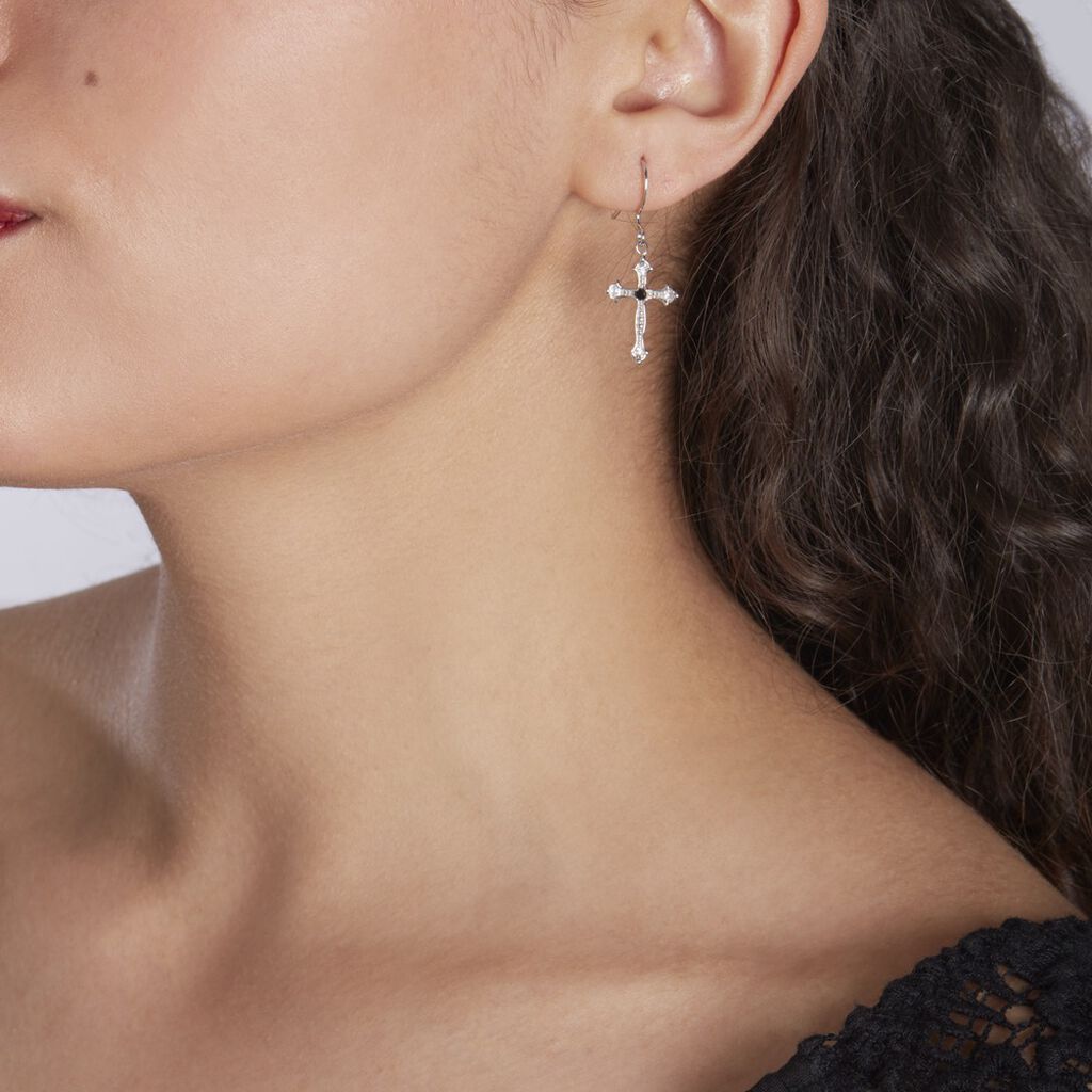 Boucles D'oreilles Pendantes Argent Blanc Florian Oxydes De Zirconium