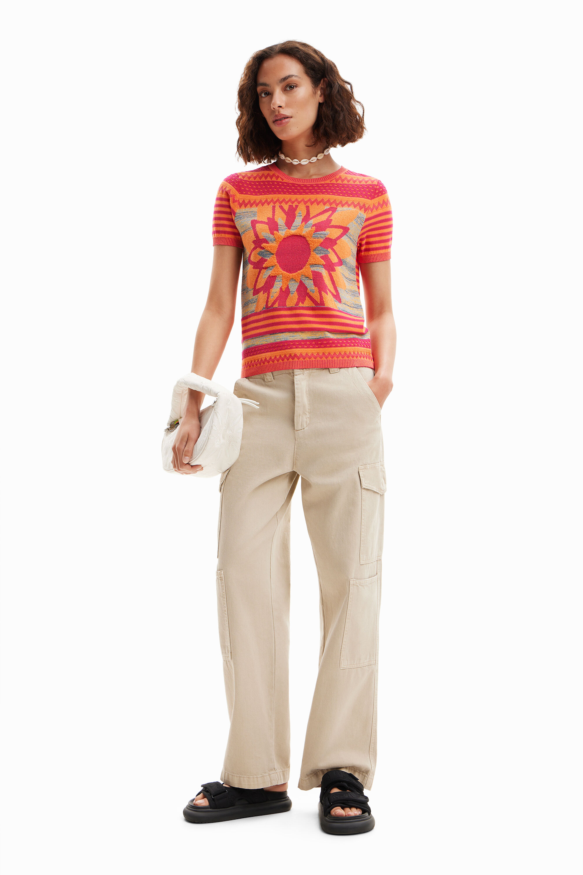 T-shirt fleur maille