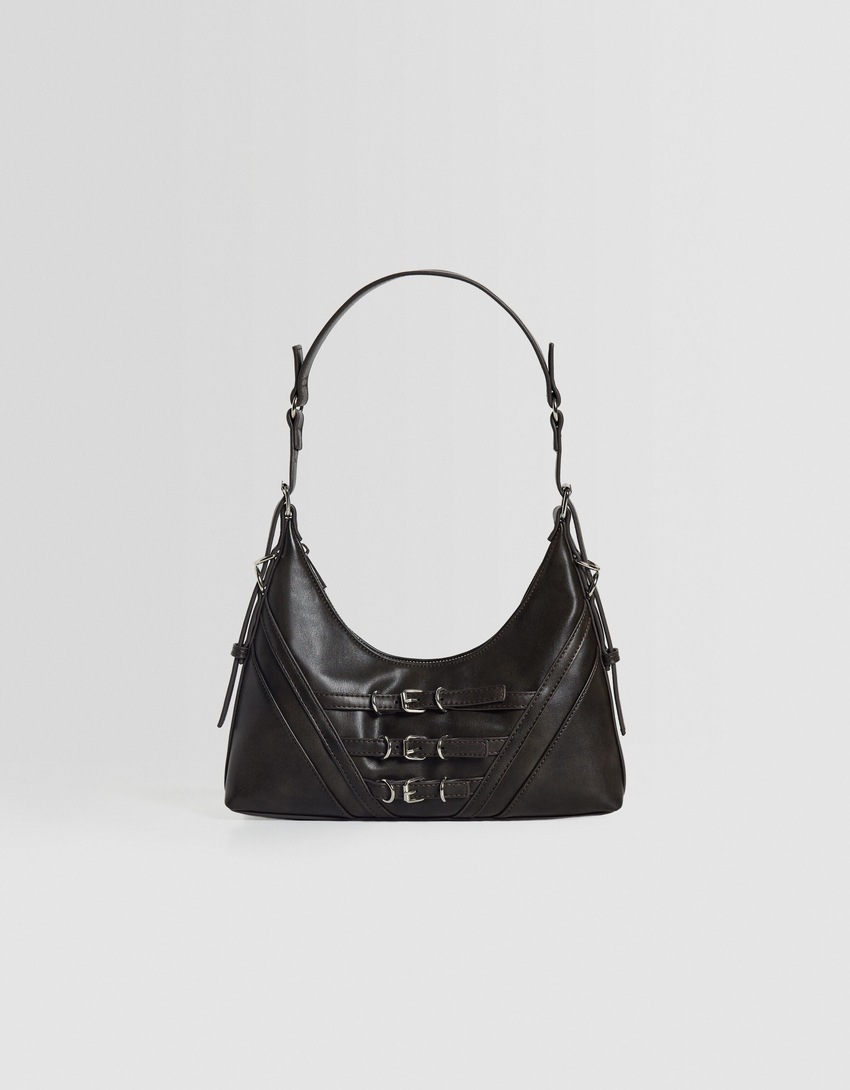 Bolsa de ombro com detalhe de efeito desbotado