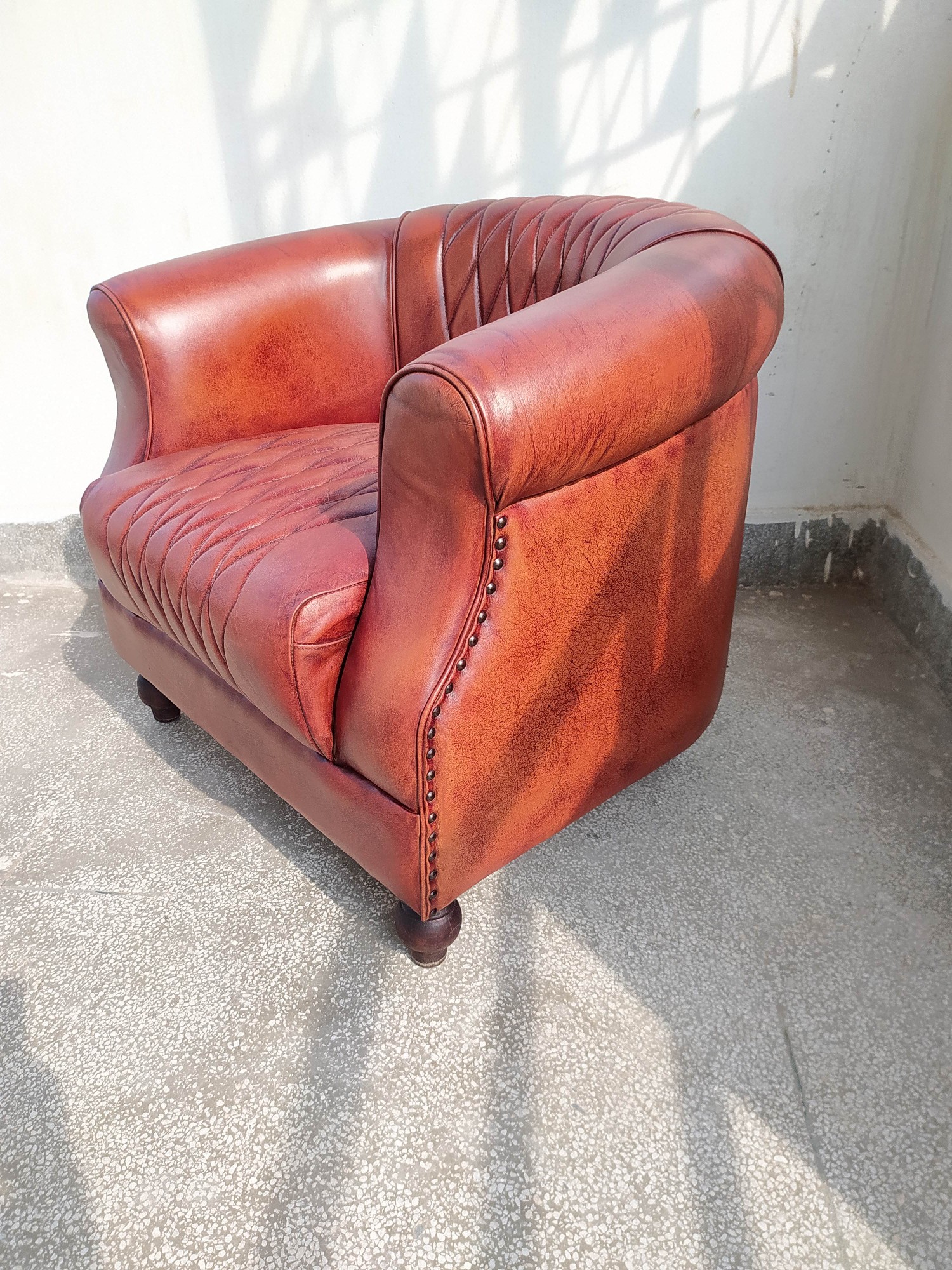 Ledersessel 'Harrington', rotbraun, B 80 cm, L 86 cm, H 72 cm von fischer's lagerhaus