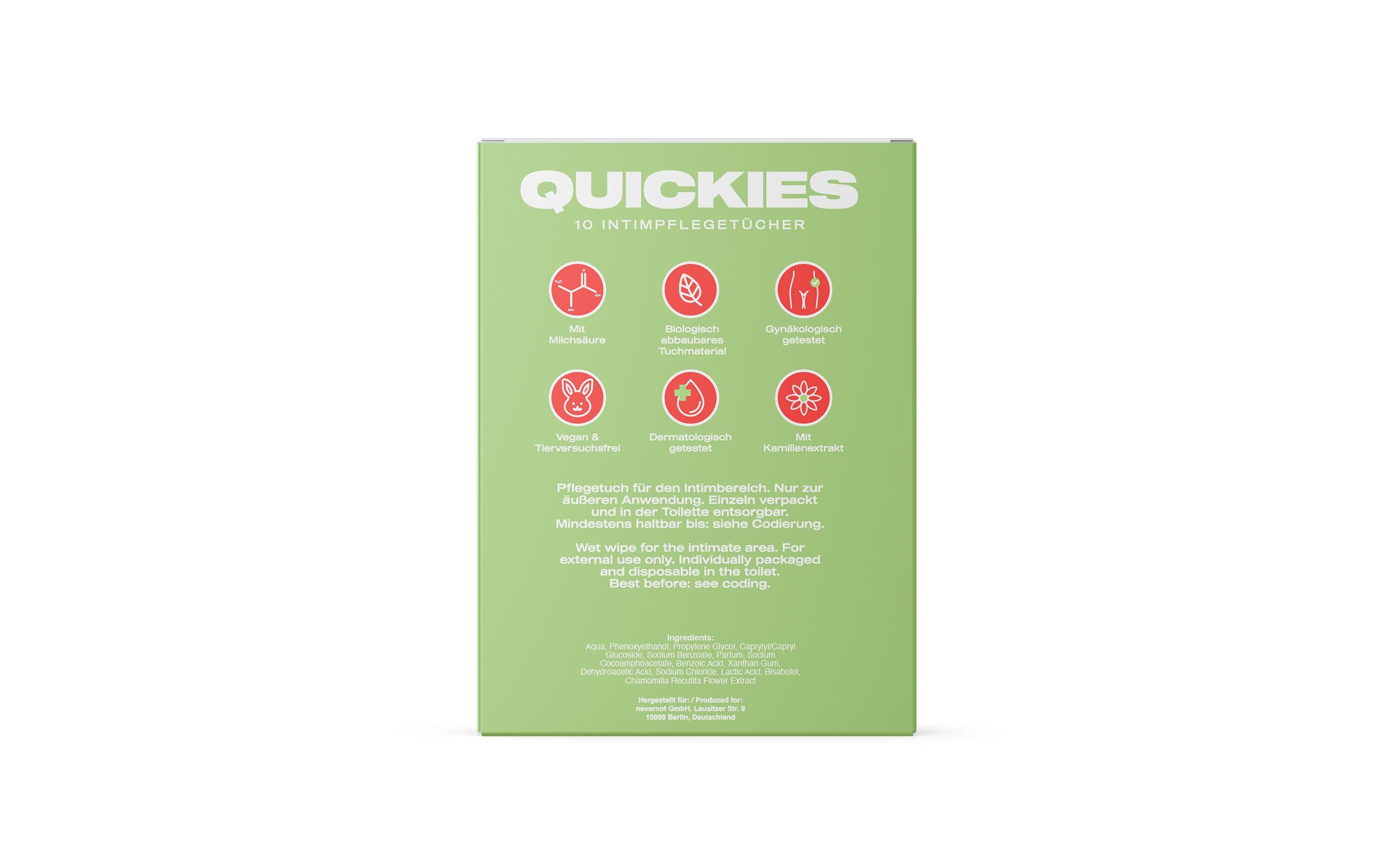 Intimpflege Quickies Intimate Wipes 7 StückHochwertige Intimpflegetücher aus medizinischem Silikon
