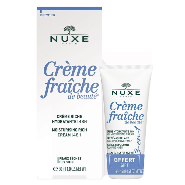 Kit Crème Fraiche Riche 30ml + Crème fraiche 3en1 15ml 30ml Creme Fraîche De Beaute Peaux sèches Nuxe