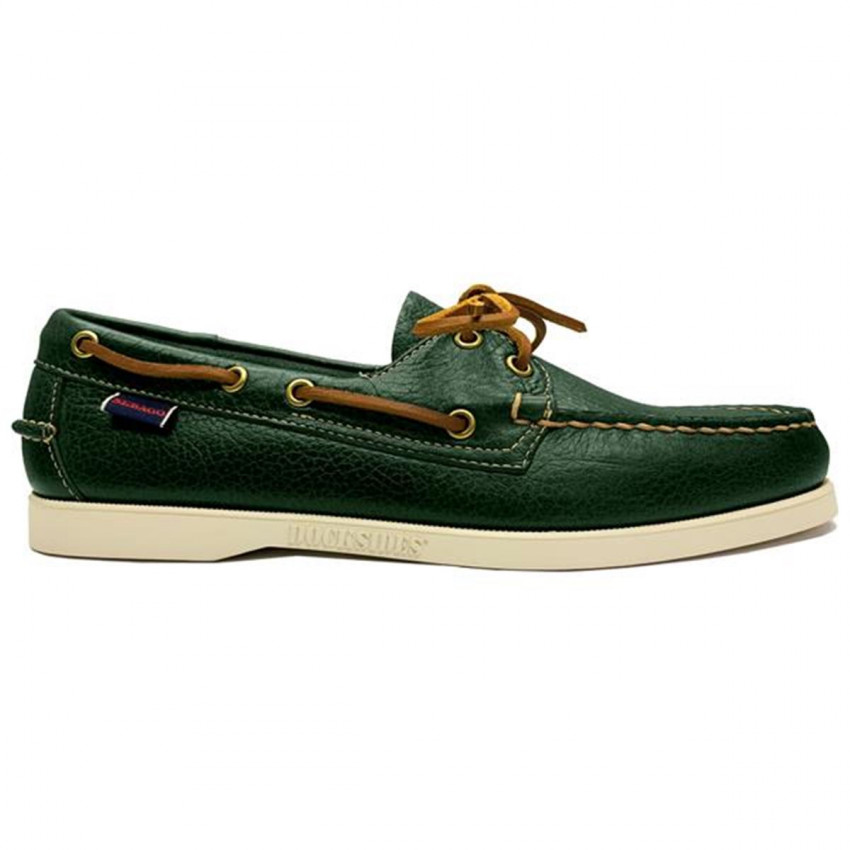 DOCKSIDES PORTLAND MARTELLATO GREEN HUNTER-Chaussures bateau pour homme en cuir Portland