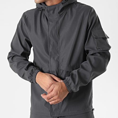 Ensemble Veste Zippée Et Pantalon Cargo Gris Anthracite