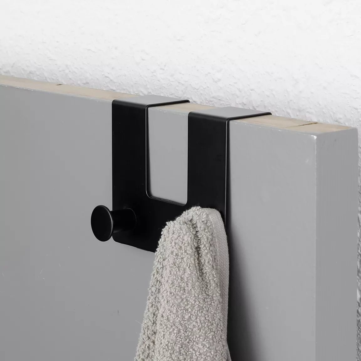Patère pour porte métal 2 crochets (H10 cm) Noir