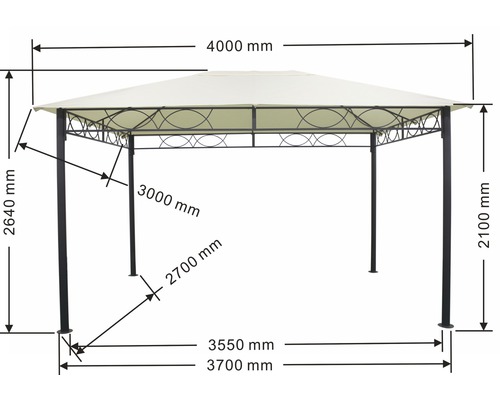 Plug-in partytent 3x4x2,7 m polyester beige