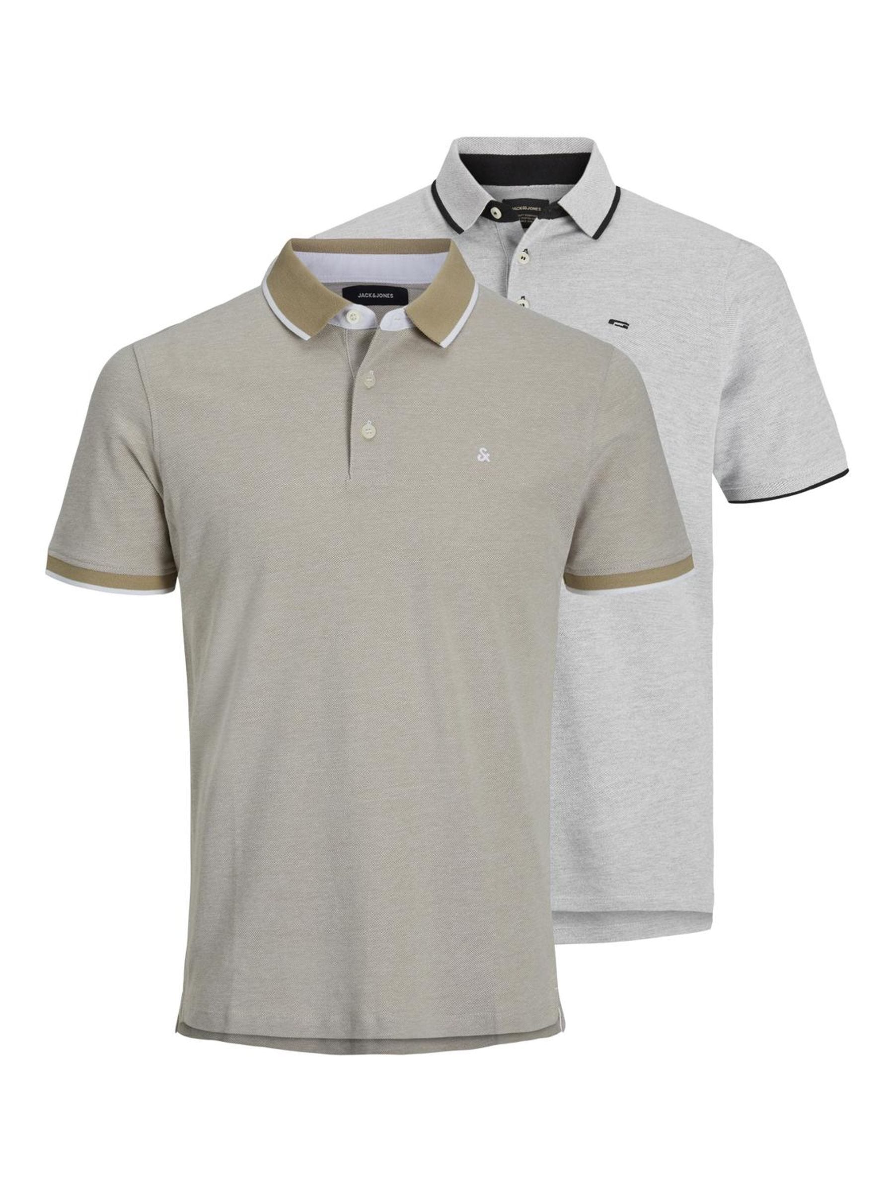 Jack & Jones Poloshirt »JJEPAULOS Slim Fit, sportlich-elegant, mit Stickerei und Knopfleiste«, 2 Stk. unifarben, modisch, slim fit, Baumwolle, Polokragen