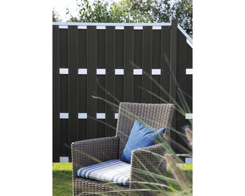 Hoofdelement GroJa DIY-Merano kit zonder palen, dwarsbalken, zilver, 180 x 180 cm, antraciet