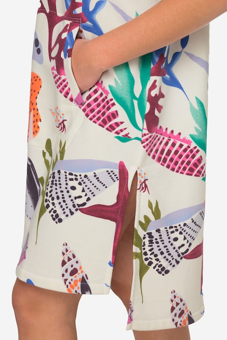 Sweatkleid, A-Line, Strandmotive, Kapuze, Halbarm